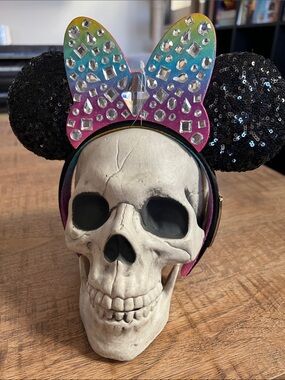 Disney Black Sequin Rainbow Bow Headband Headphones-Style Accessory